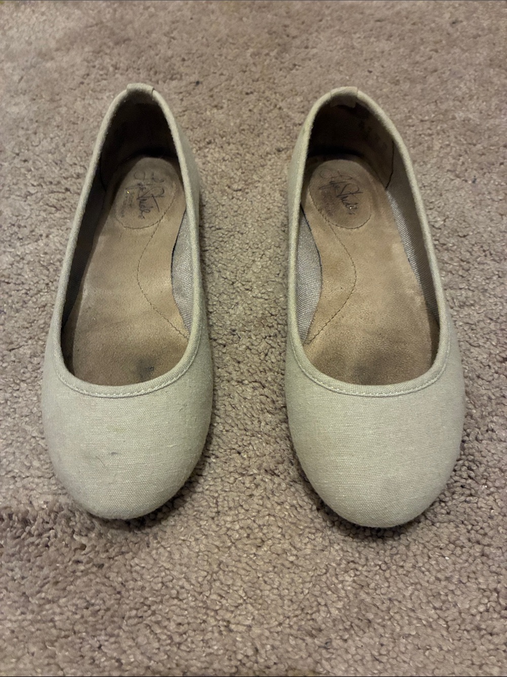 Life Stride Neutral Gray Canvas Ballet Flats